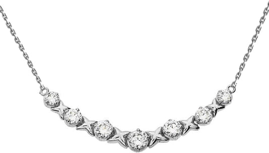 Dazzling 14K White Gold Diamond XOXO Pendant Necklace - WORLD TIME VISITS