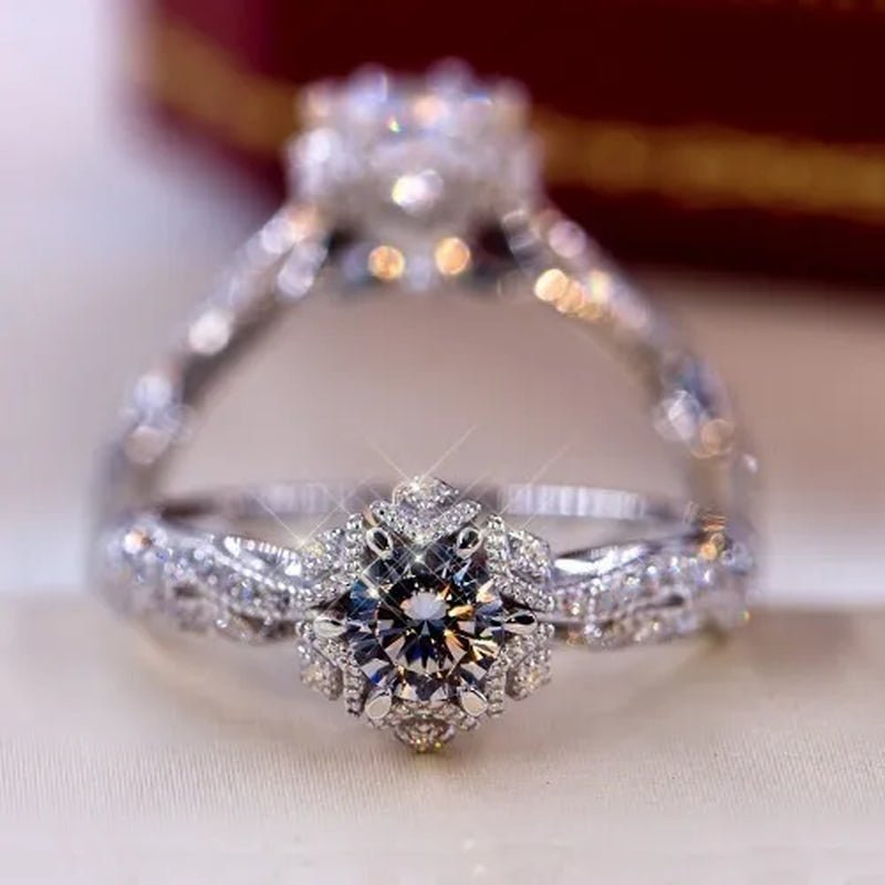 Dazzling beautiful women's fashion exquisite jewelry white Rhinestone Zircon ring romantic bride princess engagement wedding ring anniversary gift jewelry size US4 - 12 - WORLD TIME VISITS