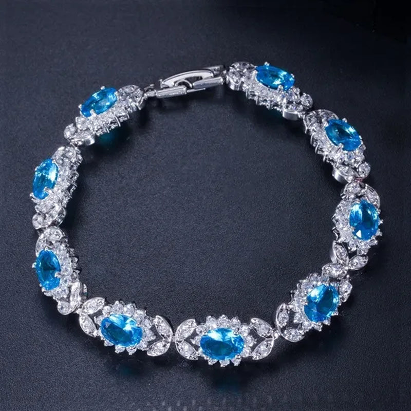 CANDICE 2023 New Summer Design Sterling Silver Plated Blue Crystal Bracelets for Women Fashion Jewelry