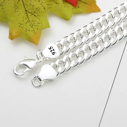 Solid 925 Sterling Silver Men's 10mm Noble Luxury Charm Fashion Chain Necklace