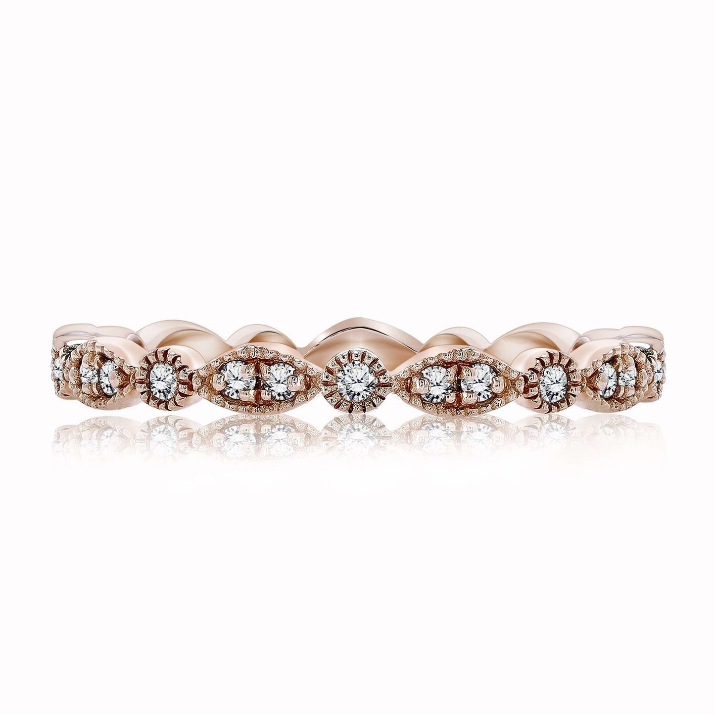 .50 Ct Diamond Matching Ring Band - Full Eternity Band - Art Deco Stackable Ring - 10K Rose Gold