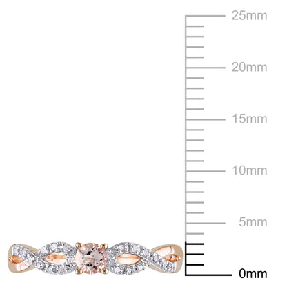 Women'S 1/6 CT Morganite 1/10 CT T.W. Diamond Rose Gold Flash Plated SS Infinity Ring