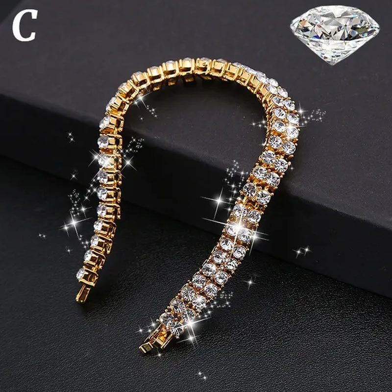 New Men'S Women'S Fashion Diamond Bracelet Gold/925 Silver Plated Bracelet Luxury Bracelet Byzantine Chain Cuban Chain Birthday Holiday Gift (8 Inch)
