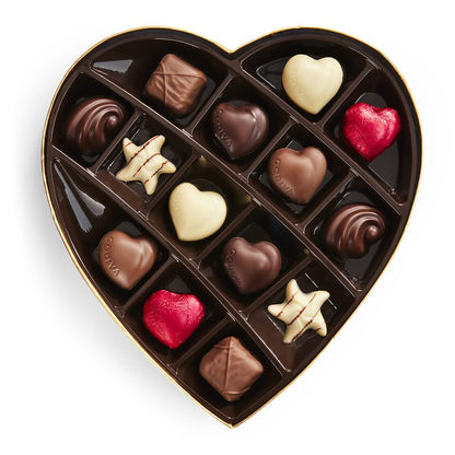 Valentine’S Day Heart Chocolate Gift Box - 14 Piece Assorted Milk, White and Dark Chocolate with Gourmet Fillings – Elegant Treat for Women or Men
