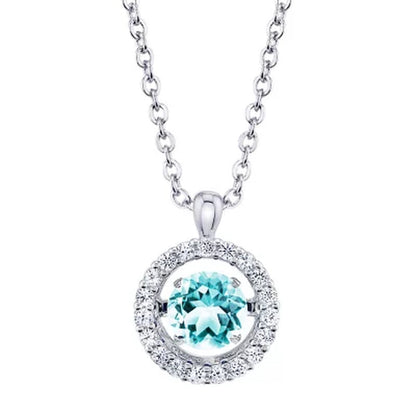 Dancing Aquamarine and Lab Created White Sapphire Pendant and Earring Set in Sterling Silver