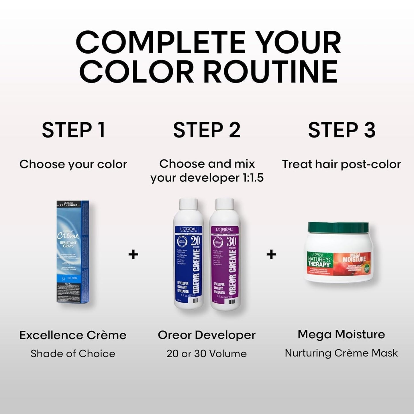 L'Oréal Technique Excellence Crème Permanent Hair Color - Long-Lasting Hair Dye, Rich Formula with No-Drip Application, Superb Gray Coverage