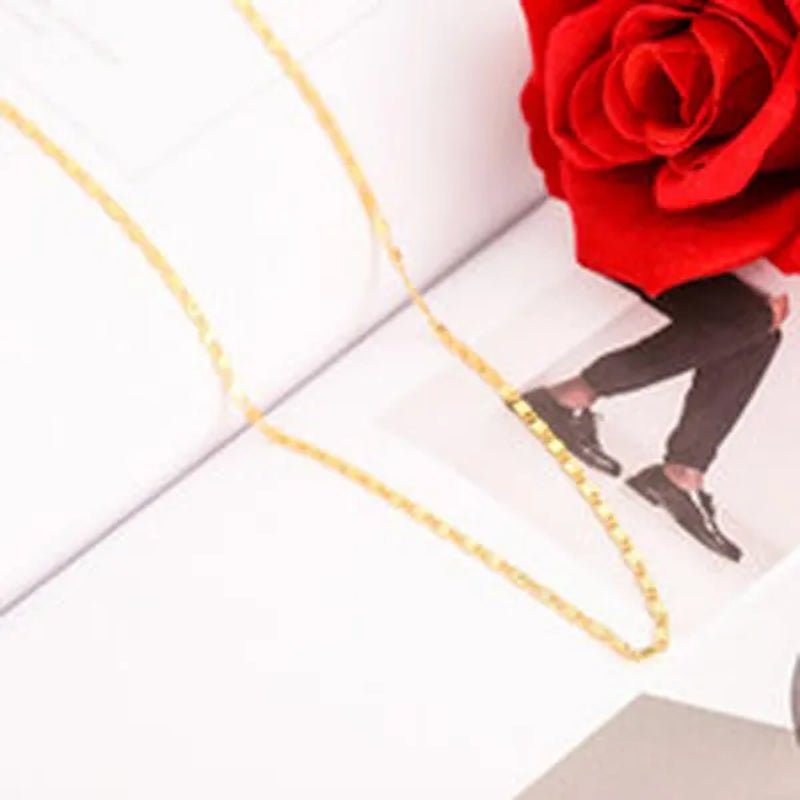 New Fashion Luxury Exquisite Men and Women Fashion Solid  Chain Necklace 2mm Wide and Thin Necklace Bridal Wedding Engagement High Jewelry Size: 16-30 Inches