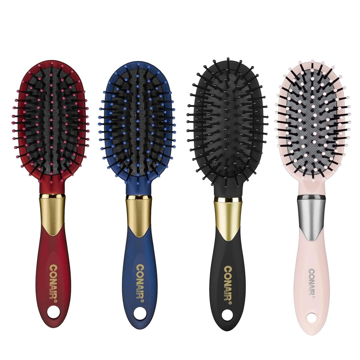 Velvet Touch Oval Cushion Hair Brush - Travel Hairbrush- Detangling - Curly or Straight Styles - Detangler Brushes - Women or Men - Colors at Random