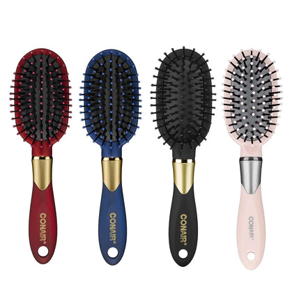 Velvet Touch Oval Cushion Hair Brush - Travel Hairbrush- Detangling - Curly or Straight Styles - Detangler Brushes - Women or Men - Colors at Random