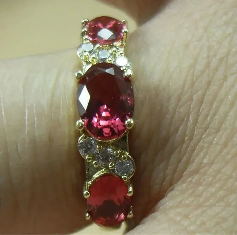 4-Color Natural 2.32CT Sapphire/Ruby/Alexandrite/Emerald Diamond 14K Yellow Gold Wedding Ring Size 6-11