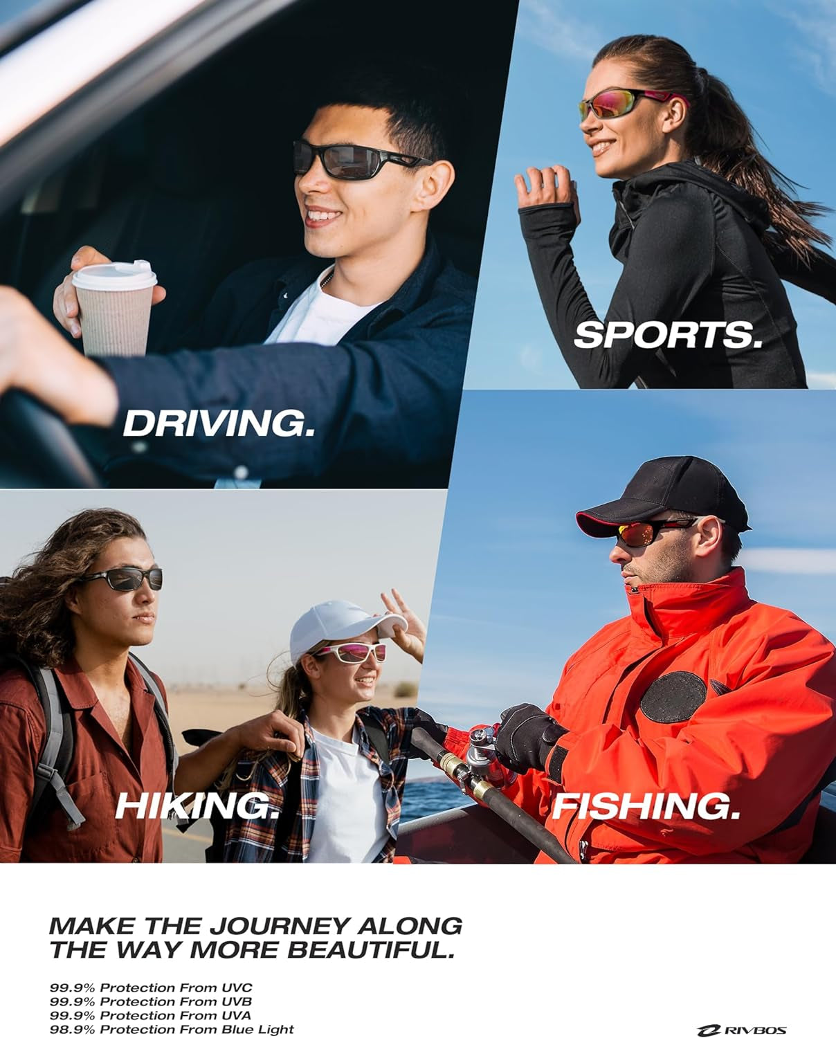 Polarized Sports Sunglasses Driving Sun Glasses Shades for Men Women Tr90 Frame for Cycling Fishing Running RB831