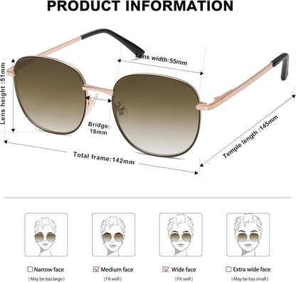 Classic Trendy Square Sunglasses for Women Men Cute Big Frame Gold Shades SJ1137