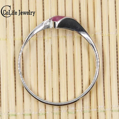 100% natural genuine ruby ring 4 mm * 6 mm natural ruby silver ring Solid 925 Sterling Silver ruby engagement ring