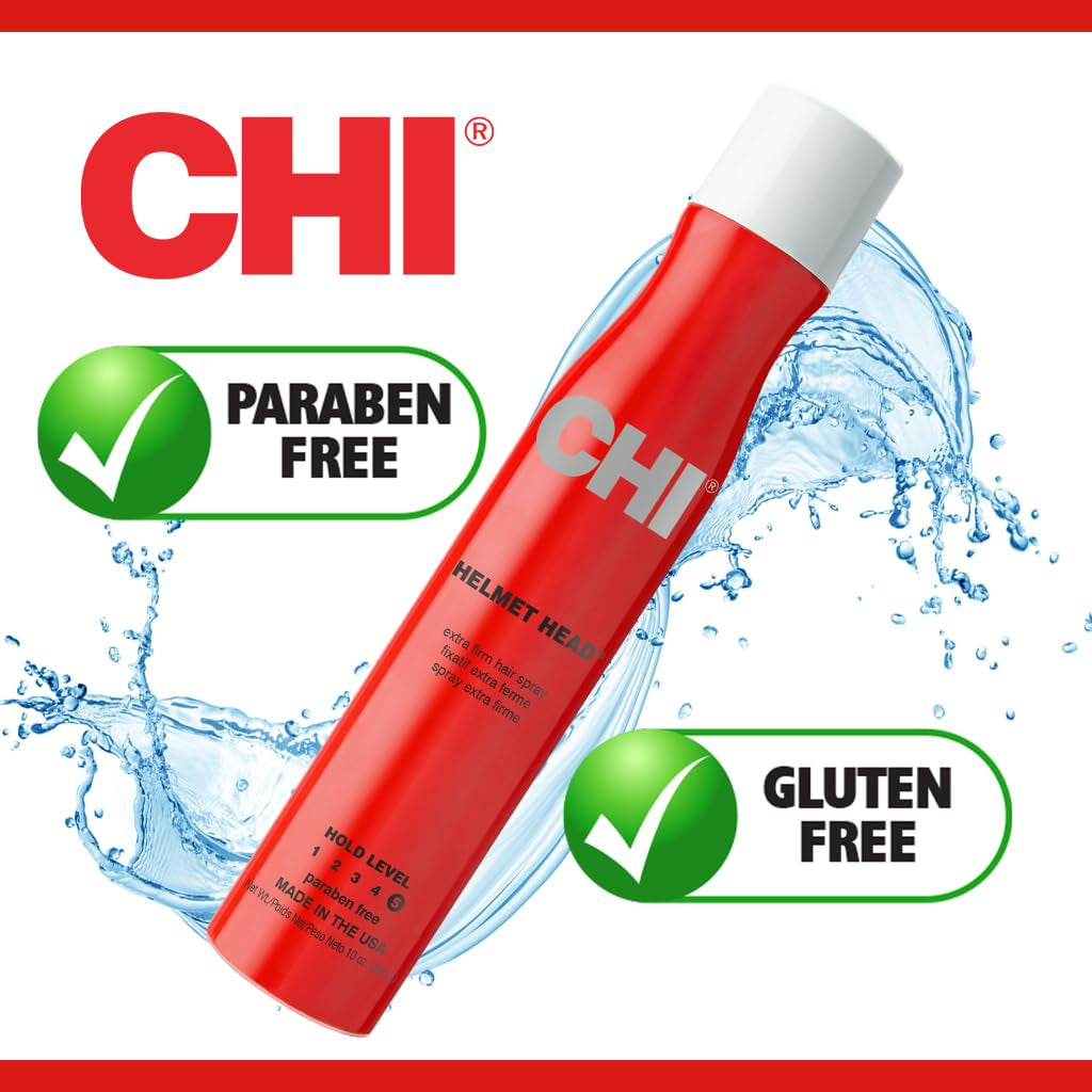 Helmet Head Extra Firm Hairspray, Protects against Humidity & Creates Voluminous Hairstyles, Sulfate & Paraben-Free, 10 Oz
