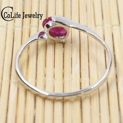 100% natural genuine ruby ring 4 mm * 6 mm natural ruby silver ring Solid 925 Sterling Silver ruby engagement ring - WORLD TIME VISITS