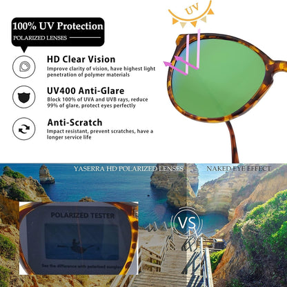 Vintage round Polarized Sunglasses for Women Men Classic Retro Trendy Designer Style Sun Glasses UV400 Protection