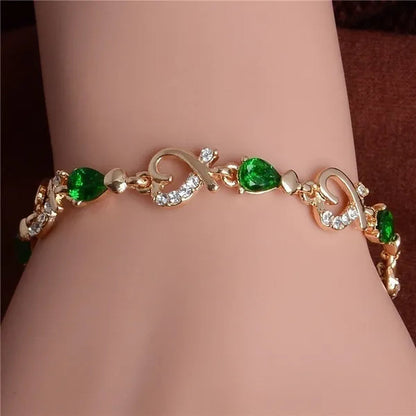 Trendy Women/Lady's Fashion Crystal Diamond 18k Gold Plated Heart 5 Colors CZ Stones Bracelets & Bangles Jewelry Gifts