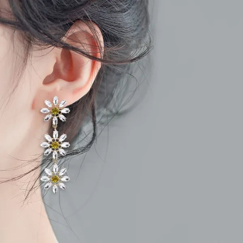 1 Pair Fashion Crystal Rhinestone Drop Earrings for Women Citrine Jewelry