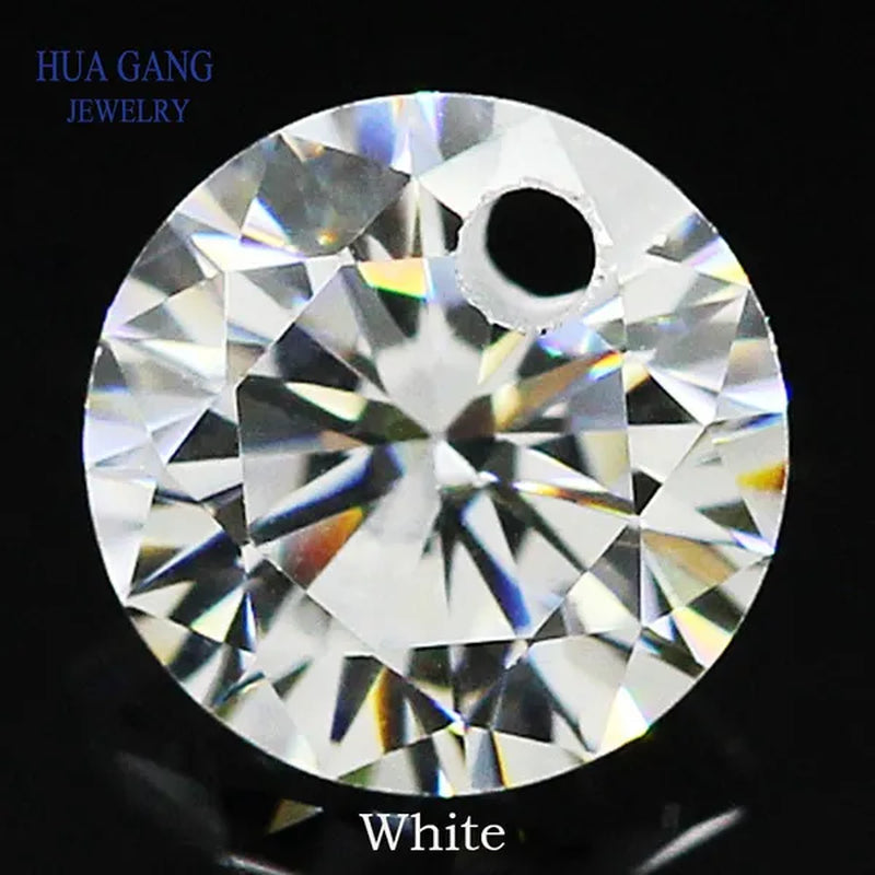 9Mm 50Pcs Single Hole Beads Cubic Zirconia Stones AAAAA Cubic Zirconia Stone Loose DIY Jewelry Beads Zircon with Holes CZ