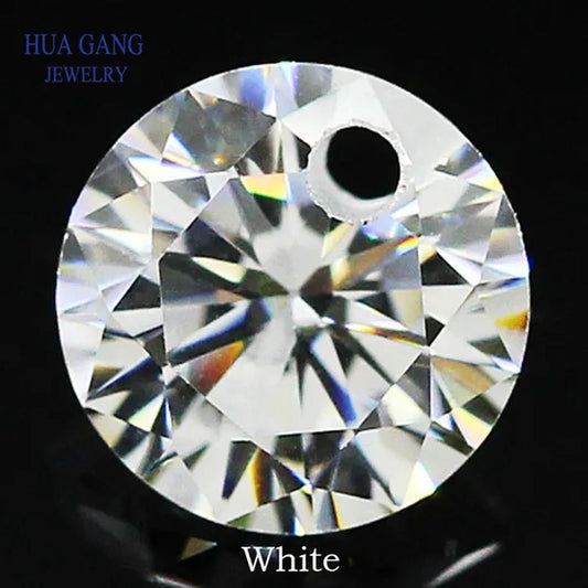 9Mm 50Pcs Single Hole Beads Cubic Zirconia Stones AAAAA Cubic Zirconia Stone Loose DIY Jewelry Beads Zircon with Holes CZ