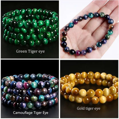 Hot Sale 6-8mm Unisex Natural Stone Bracelet Malachite/Tiger Eye/amethyst/agate/gemstone Bracelet Round Bead Elastic Bracelet Handmade Chakra Treatment Stone Jewelry Ladies Mens Girls