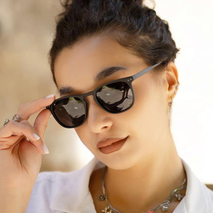 Polarized Sunglasses for Women Men: Retro Shades round | Square Frame UV Protection 2 Pack