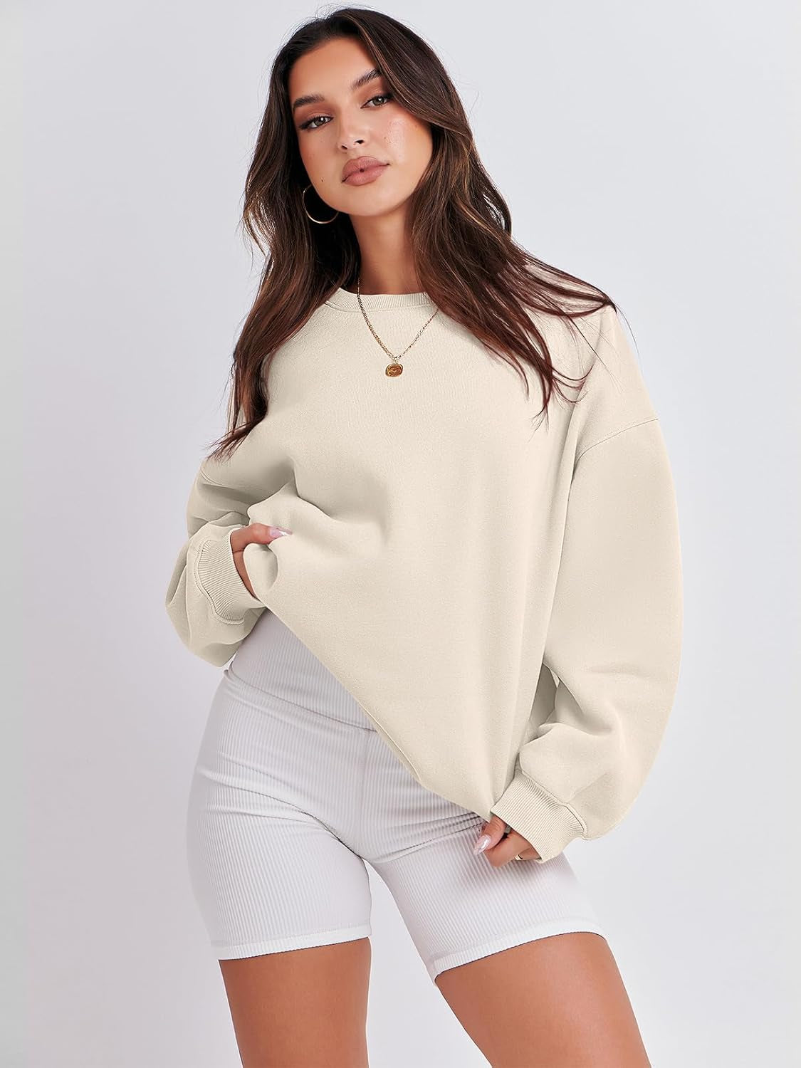 Women'S Sweatshirts Hoodies Crewneck Oversized Fleece Pullover Sweaters Cute Top Y2K Teen Girls Preppy Clothes 2024