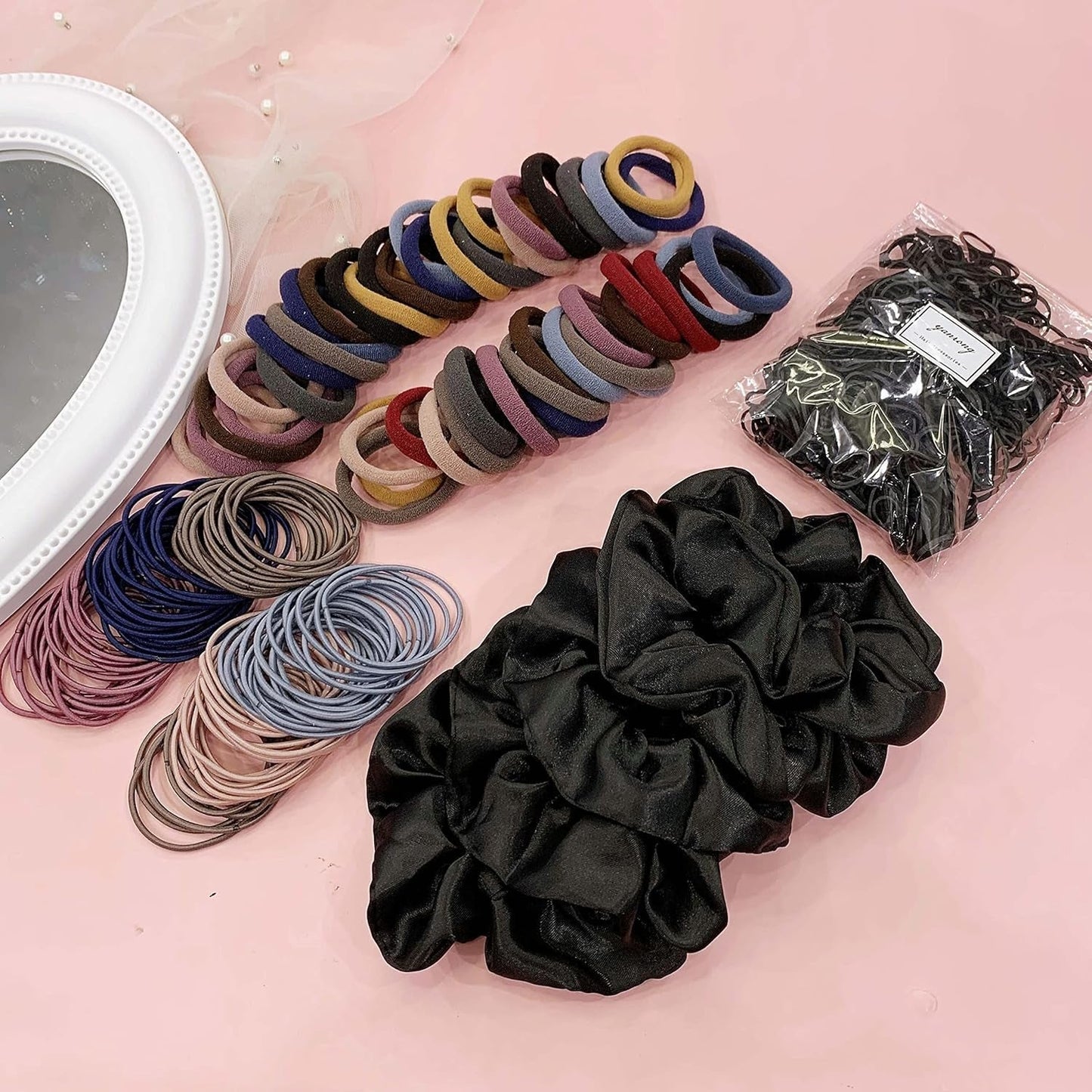 755PCS Hair Accessories for Woman Set Seamless Ponytail Holders Variety Hair Scrunchies Hair Bands Scrunchy Hair Ties for Thick and Curly (Mix)