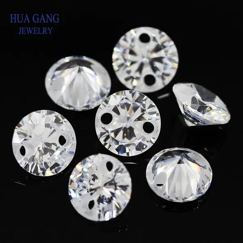 Double Holes Beads Cubic Zirconia Stones AAAAA White Cubic Zirconia Stone Loose Zircon Stone DIY Jewelry Beads