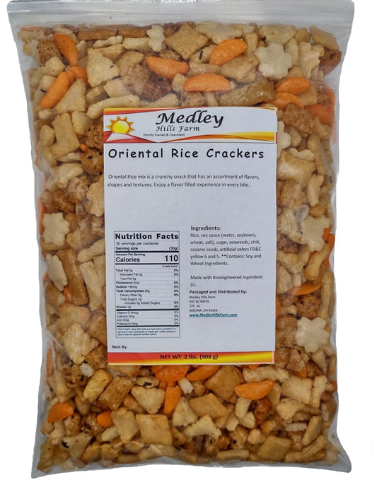 Oriental Rice Crackers Japanese Crunchy & Spicy | in Resealable Bag | 2 Lbs