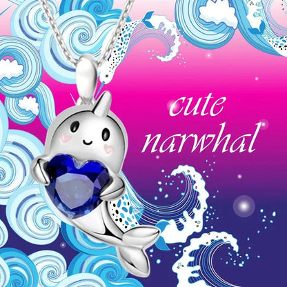 Creative Cartoon Axolotl Animal Heart Shape Diamond Crystal Pendant Necklace Exquisite Women's 925 Silver Necklace Princess Pendant Panda Snowman Necklace Engagement Wedding Accessories Party Jewelry Birthday Gift