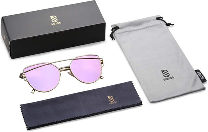 Cat Eye Sunglasses for Women Fashion Designer Style Mirrored Lenses