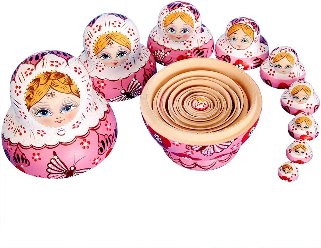 10Pcs Russian Nesting Dolls Matryoshka Handmade01071