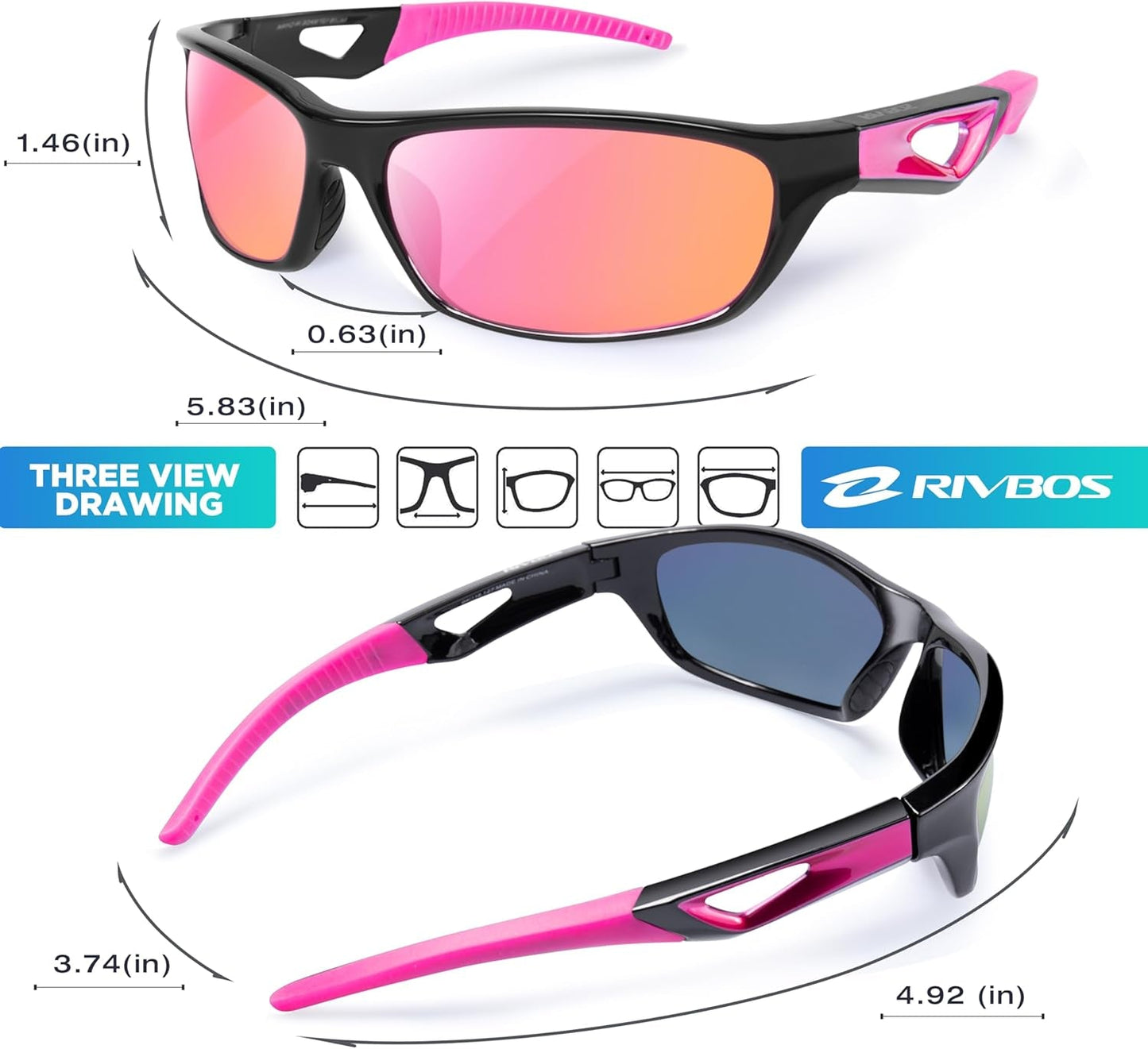 Polarized Sports Sunglasses Driving Sun Glasses Shades for Men Women Tr90 Frame for Cycling Fishing Running RB831