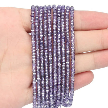 Multicolored 3X2Mm Shiny Faceted Natural Cubic Zirconia Stone Beads Abacus Tiny Beads Loose Spacer Beads for Jewelry Making DIY Slim Bracelet Women