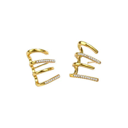 Shiny four-claw earrings ladies exquisite zircon earrings girls birthday party wedding temperament earrings niche high-end earrings
