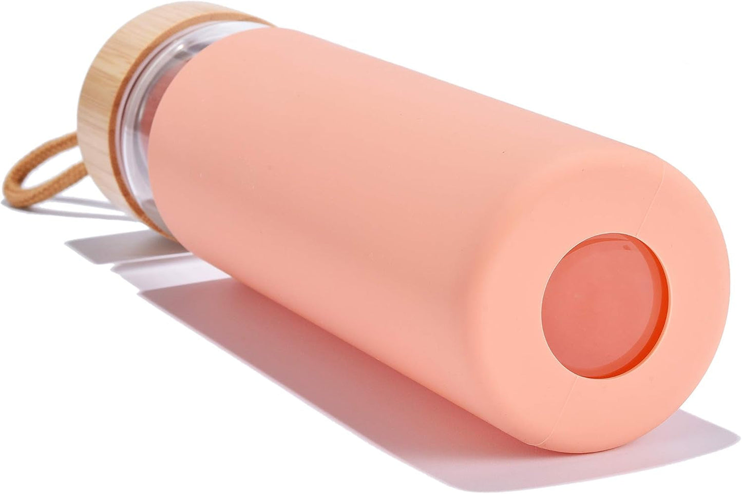 20 Oz Borosilicate Glass Water Bottle with Bamboo Lid and Silicone Sleeve – Reusable BPA Free – Glass Drinking Bottle with Lids - Cute Glass Bottle for Women - Glass Shaker Bottle(Dahlia)