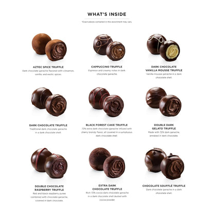 Assorted Dark Chocolate Truffle Gift Box for Birthday, Thank You, Anniversary, Congratulations Gift Basket Gourmet Candy with Creamy Ganache in Dark Chocolate, 12Pc