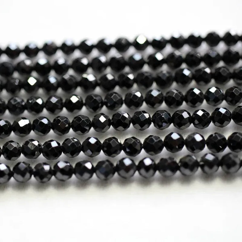 Natural 4mm black spinel faceted round loose beads for jewelry necklace DIY design or gift