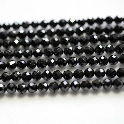 Natural 4mm black spinel faceted round loose beads for jewelry necklace DIY design or gift