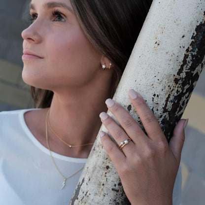 18K Gold Vermeil Delicate Tiny White Pearl Ring