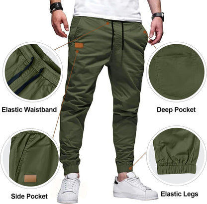 Joggers for Men Cotton Drawstring Chino Cargo Pants Hiking Outdoor Twill Track Jogger Sweatpants