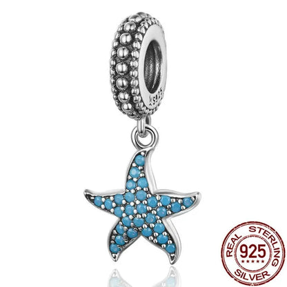 Starfish Pendant Charm with AAA CZ 925 Sterling Silver Sea Animals Ocean Charms for Bracelet S925 Jewelry Making DIY