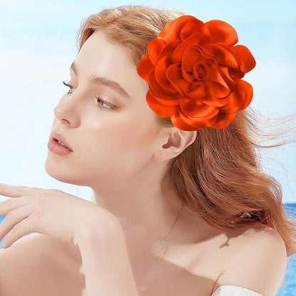 7.5In Extra Large Rose Brooch Exquisite Shiny Satin Camellia Brooch Oversized Flower Brooch Lapel Pin,Suitable for Women Dance Banquet Wedding Hair Clothing Accessories