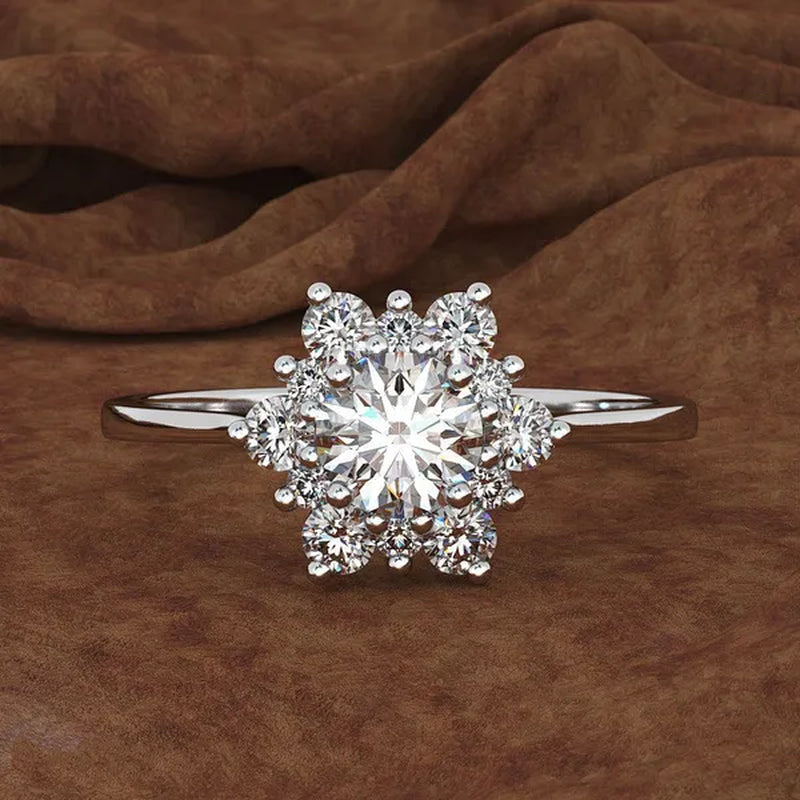 Women's Fashion Engagement . 925 Sterling Silver Natural Gemstone Full Diamond AAA CZ Snowflakes Flower Antique Ring Snowflakes Wedding Jewelry Gifts Size 6 7 8 9 10