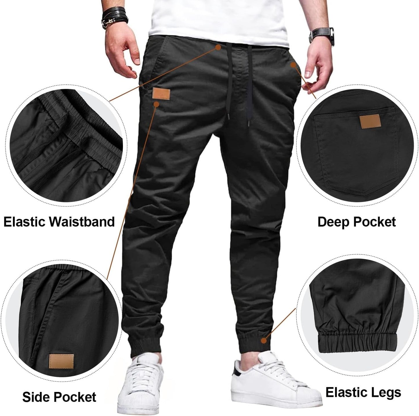 Joggers for Men Cotton Drawstring Chino Cargo Pants Hiking Outdoor Twill Track Jogger Sweatpants