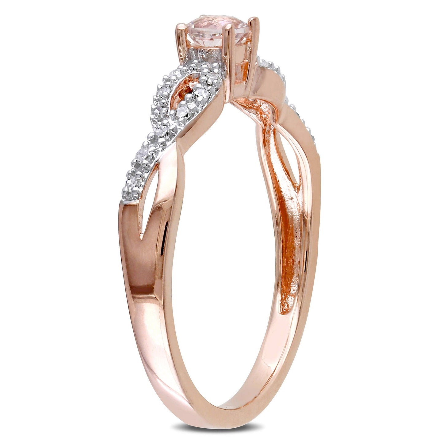 Women'S 1/6 CT Morganite 1/10 CT T.W. Diamond Rose Gold Flash Plated SS Infinity Ring