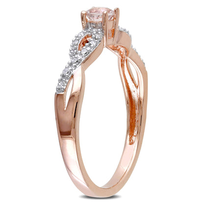 Women'S 1/6 CT Morganite 1/10 CT T.W. Diamond Rose Gold Flash Plated SS Infinity Ring