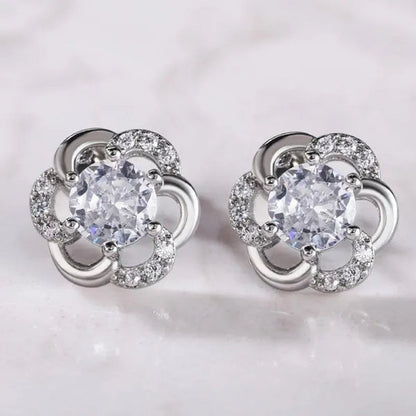 Fashion Diamond Flower Stud Earrings for Women Jewelry