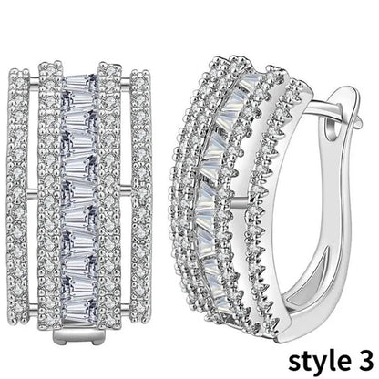 Gold Hoop Earrings for Women 14K Gold Plated Earrings Silver Cubic Zirconia Statement Hoop Earrings